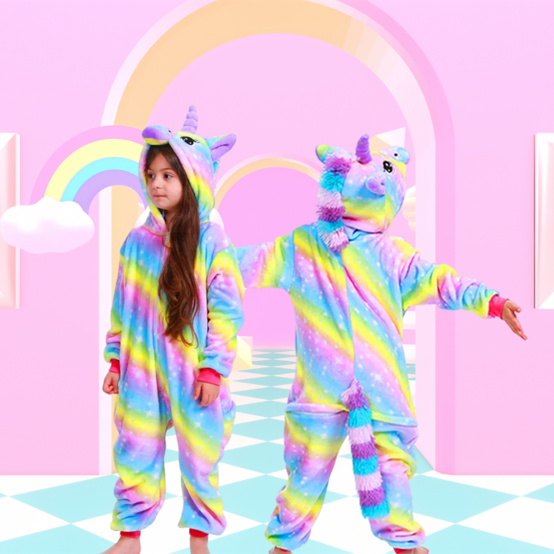 Pilou Pilou Licorne Enfant Arc-en-ciel Jaune et Bleu