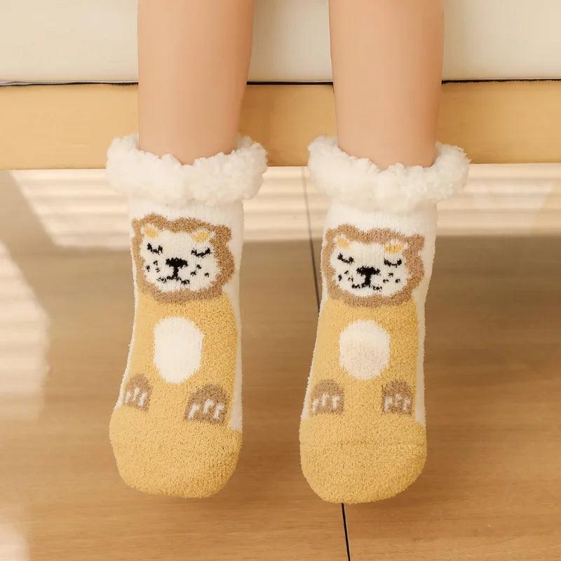 Chaussettes Moumoute Anti-dérapantes Lion Douceur et Sécurité Enfant
