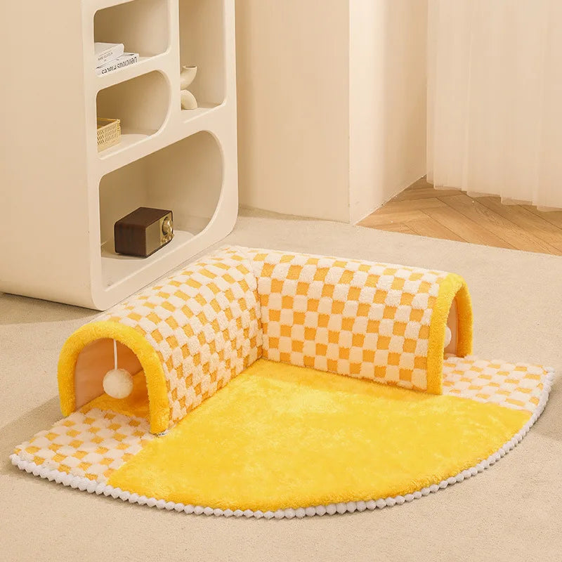 Tunnel Tapis Chat Jaune