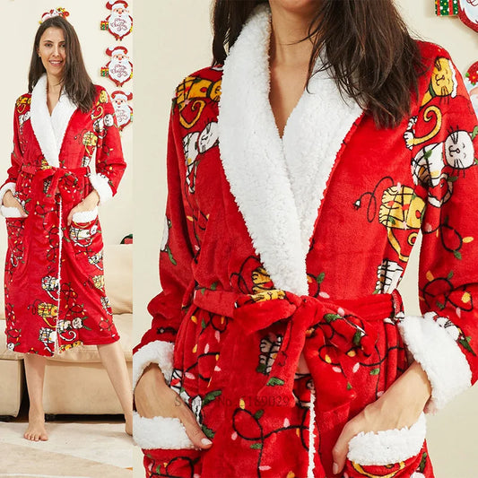Peignoir Pilou Pilou Rouge Guirlande Noel