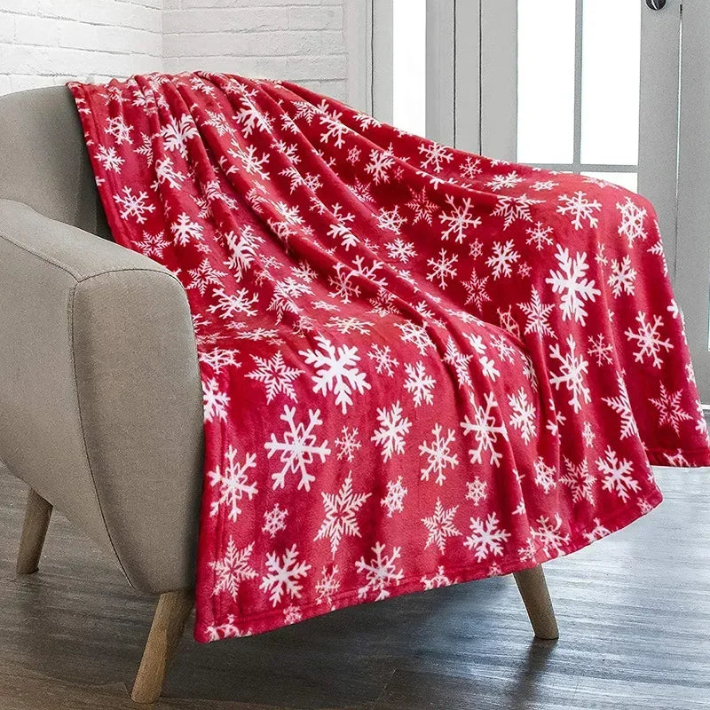 Plaid Pilou Pilou Flocons de Neige Rouge