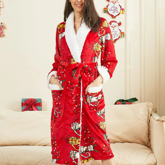 Peignoir Pilou Pilou Rouge Guirlande Noel