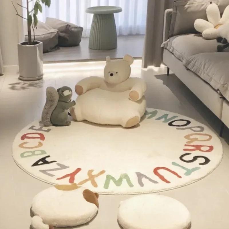 Tapis Rond Alphabet Multi couleur