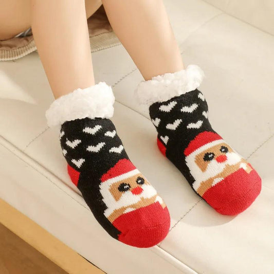 Chaussettes Moumoute Anti-dérapantes Père Noël Cœurs