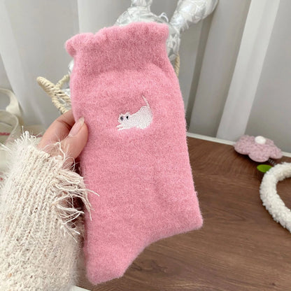 Chaussettes Cachemire Chat Rose