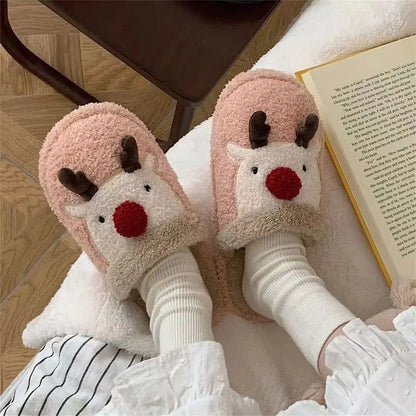 Chaussons Pilou Pilou Petit Rennes de Noël Rose