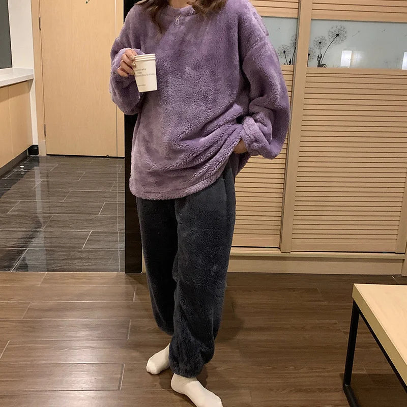 Pyjama Pilou Pilou Cocooning Violet et Noir