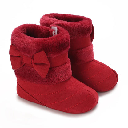 Chaussons Pilou Pilou de Noël Pour Bébé Ruban et Moumoute Rouge