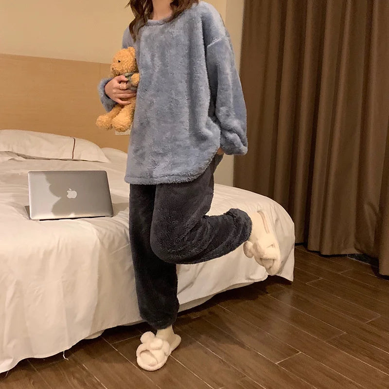 Pyjama Pilou Pilou Cocooning Bleu Ciel et Noir