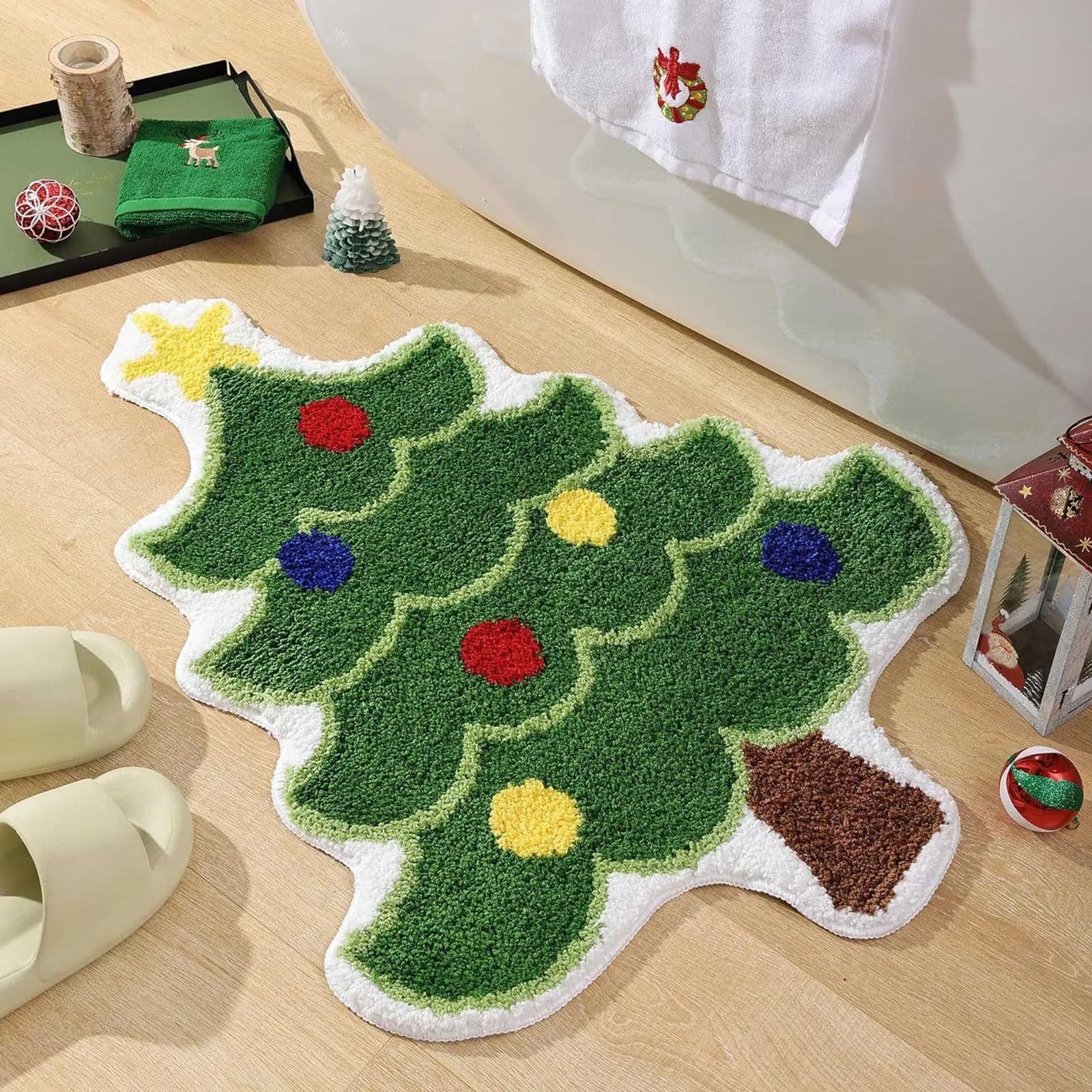 Tapis Pilou Pilou Sapin Boules de Noël