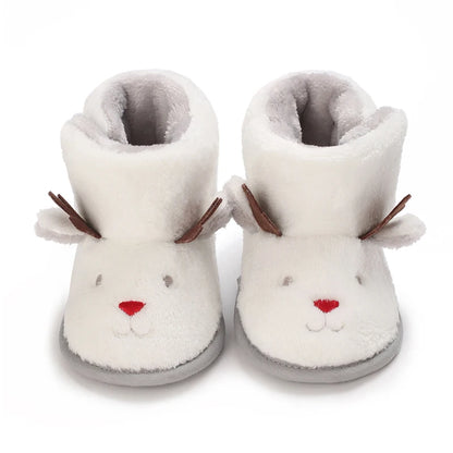 Chaussons Pilou Pilou de Noël Pour Bébé Rennes Blancs