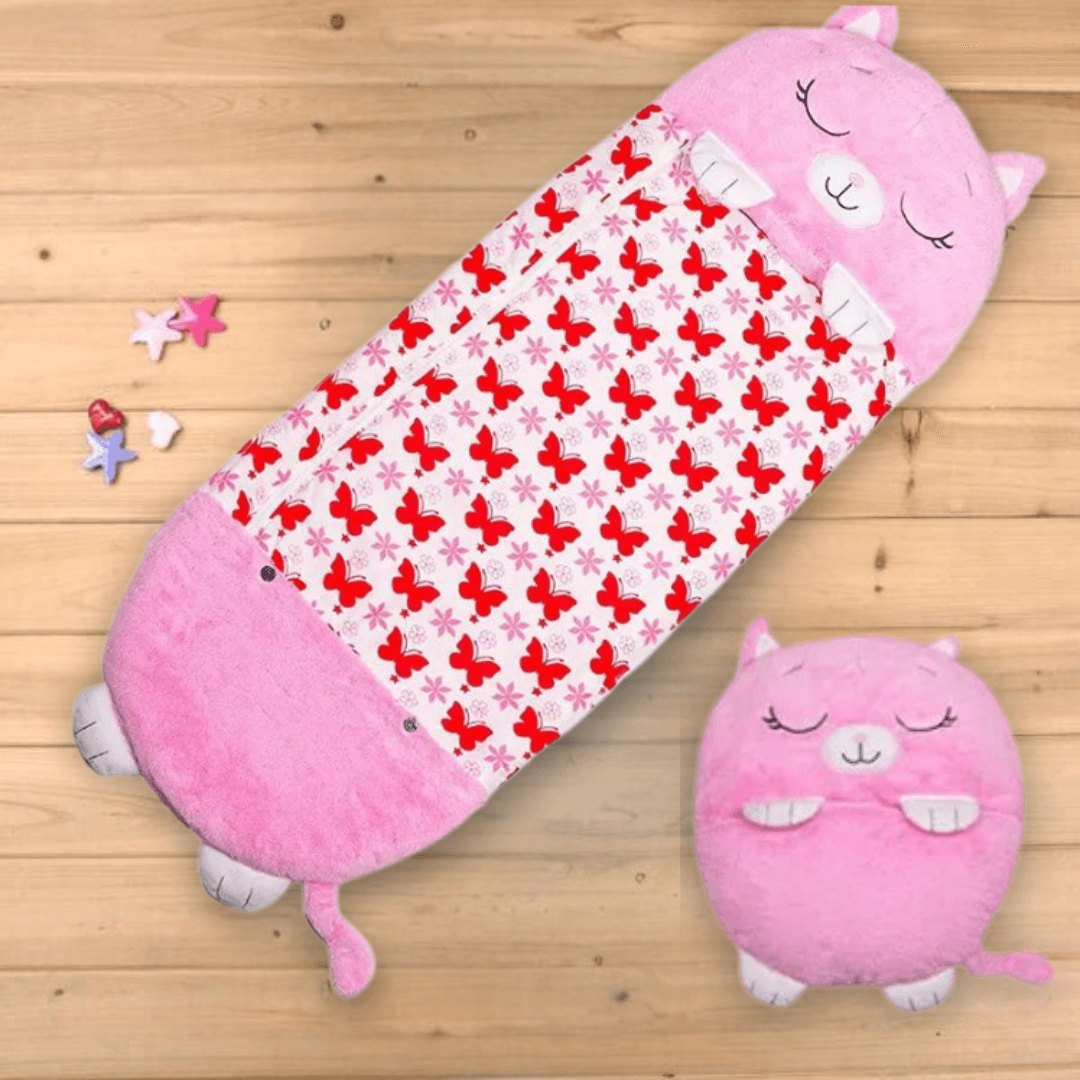 Sac de Couchage Peluche Chat Rose - Pilou&Plush