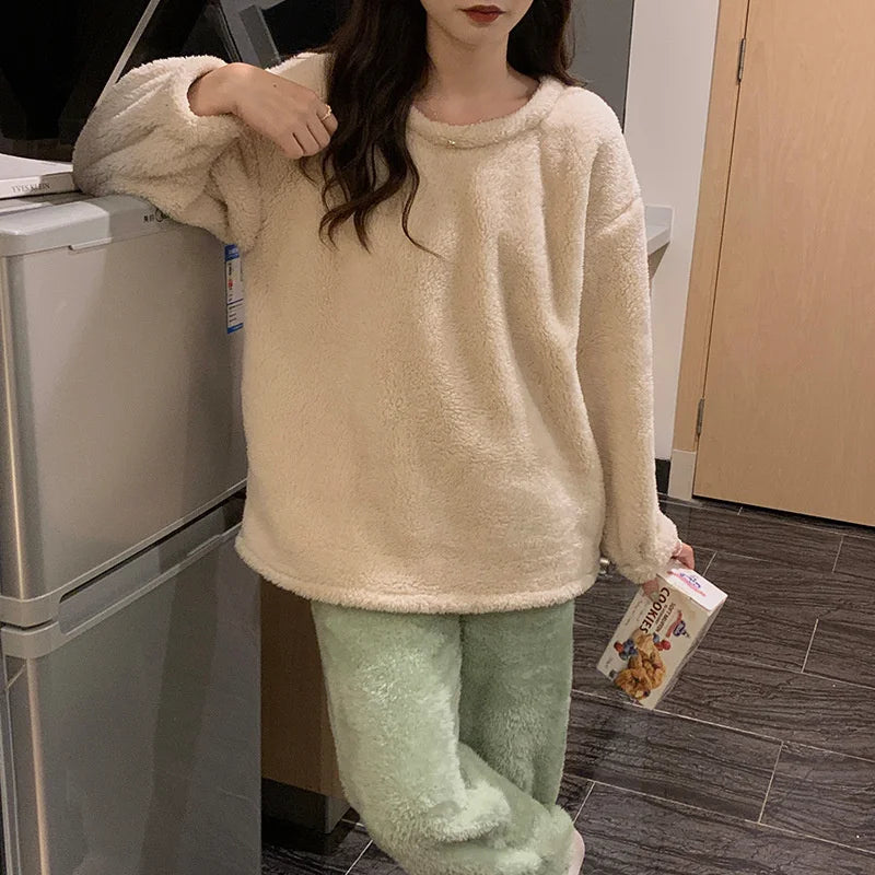 Pyjama Pilou Pilou Cocooning Beige et Bleu