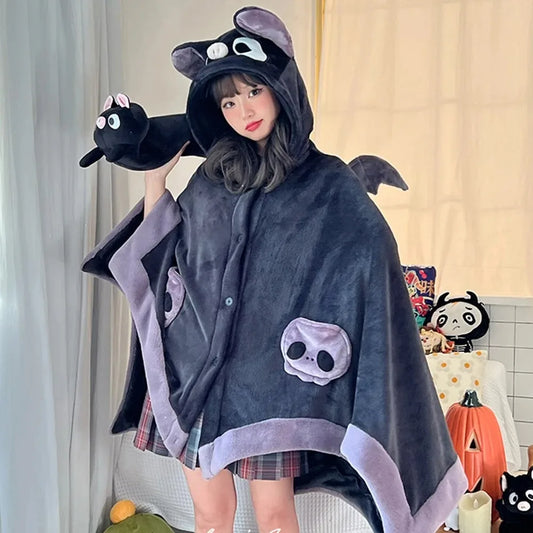 Plaid Poncho Pilou Pilou Chauve Souris