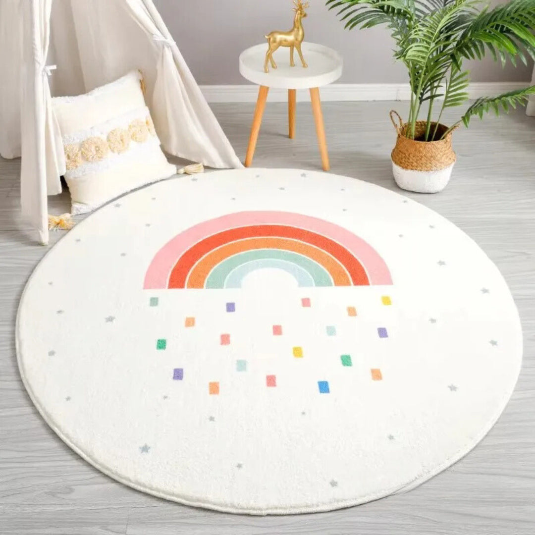 Tapis Pilou Pilou Rond Arc en ciel 180CMX180CM