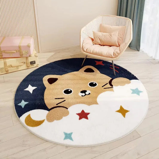 Tapis Pilou Pilou Rond Chat de Nuit 180CMX180CM