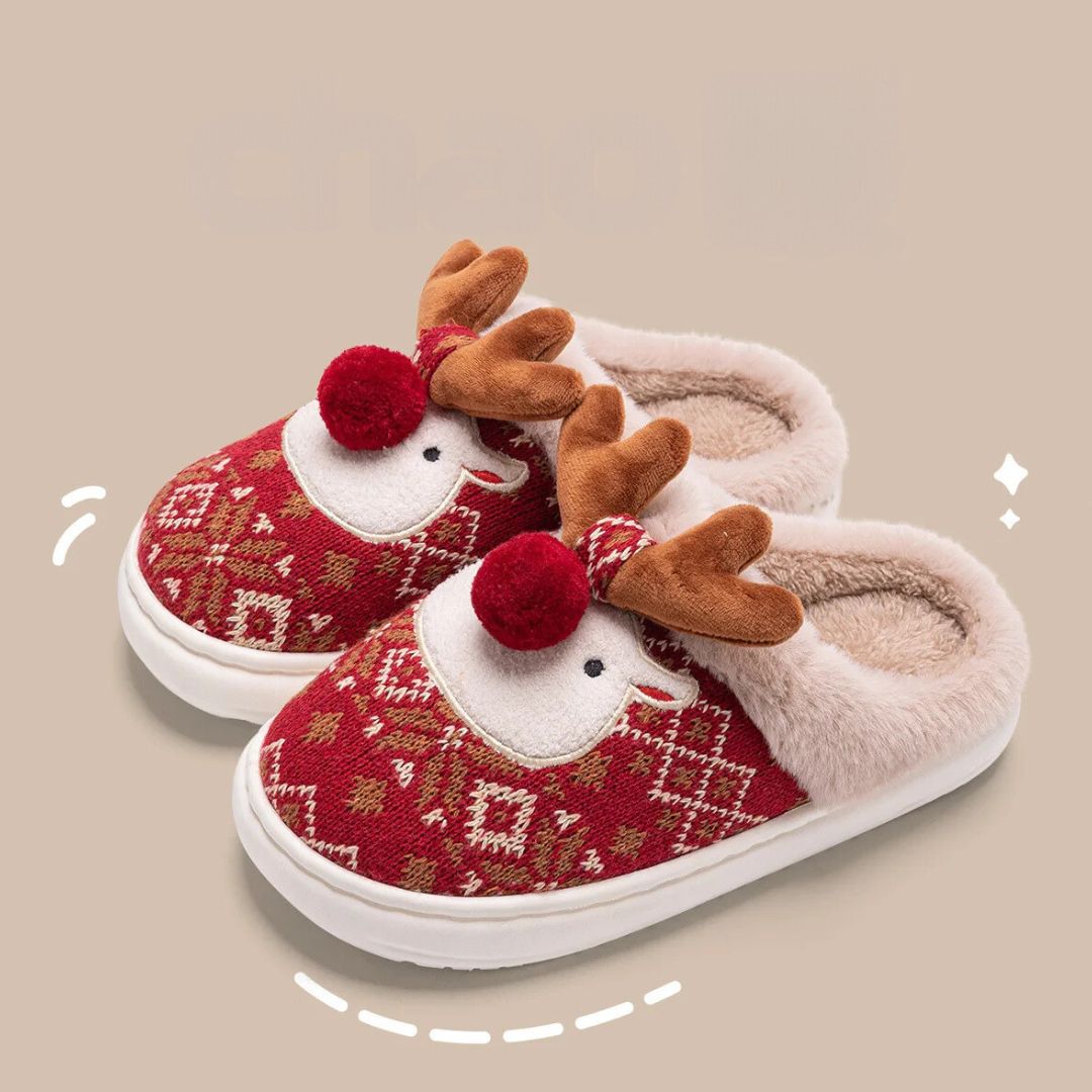 Chaussons Pilou Pilou Renne de Noël Rouge