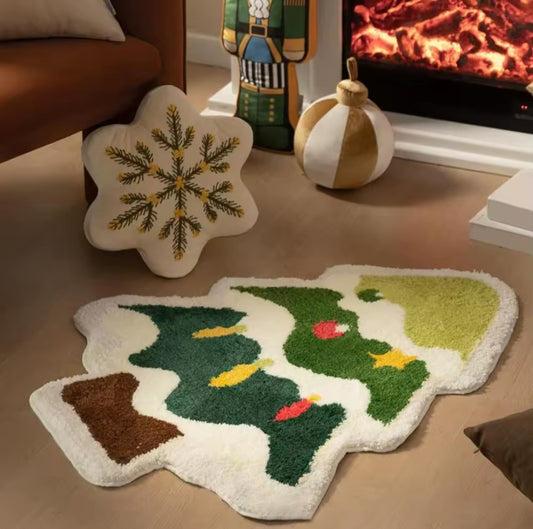 Tapis Pilou Pilou Noël Sapin Guirlandes